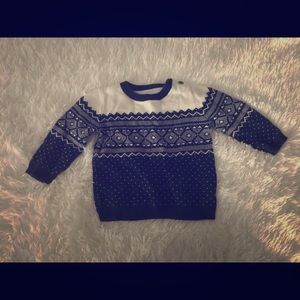 Navy and White Patterned Sweater